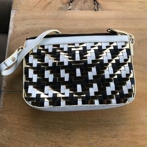 Milly White Gold Black Crossbody Bag